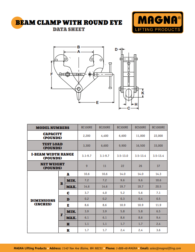 MAGNA Lifting Products Beam Clamp from Columbia Safety